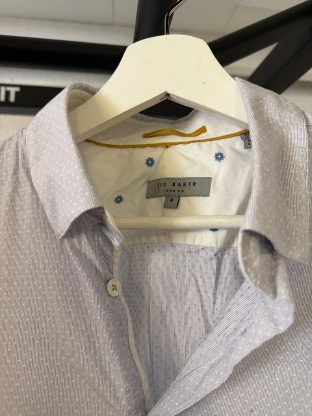 Ted Baker Men's Navy & White Long Sleeve Shirt- Large (4) - Very Good Condition